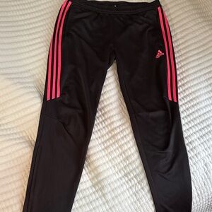 Adidas Women's Black Joggers with Pink Stripes